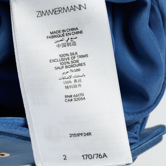 Zimmermann PF/24 Cornflower Belted Charmeuse Silk Tuck Pants - Picture 8 of 10